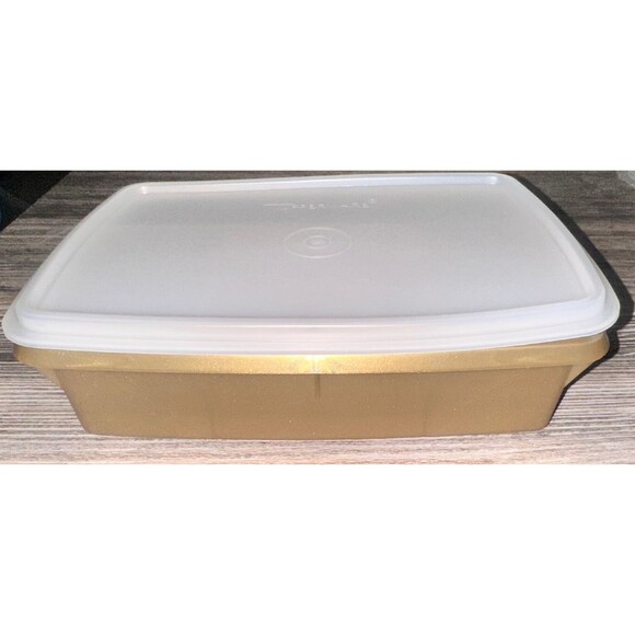 Tupperware Tuppercraft Stow-N-Go Storage Box Gold 3 Piece Lid Tray 767 - Picture 4 of 4